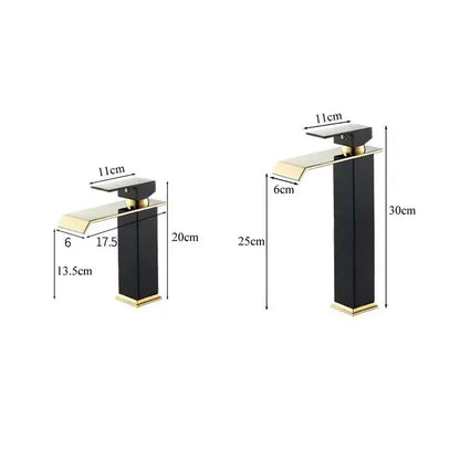 Modern black & gold waterfall basin faucet bathroom mixer tap