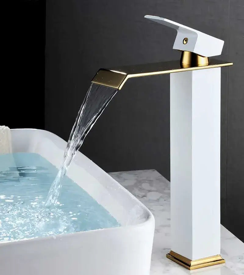 Modern black & gold waterfall basin faucet bathroom mixer tap