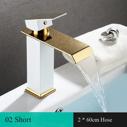 Modern black & gold waterfall basin faucet bathroom mixer tap