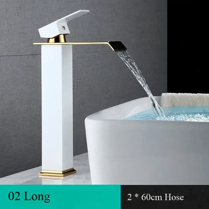 Modern black & gold waterfall basin faucet bathroom mixer tap