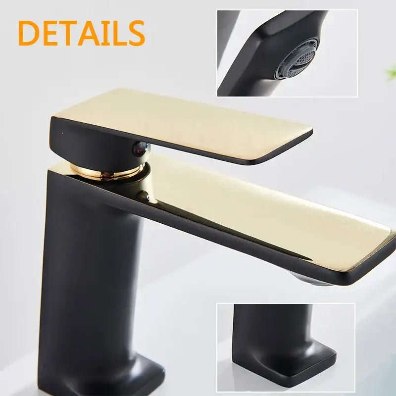 Modern black & gold basin faucet bathroom sink tap