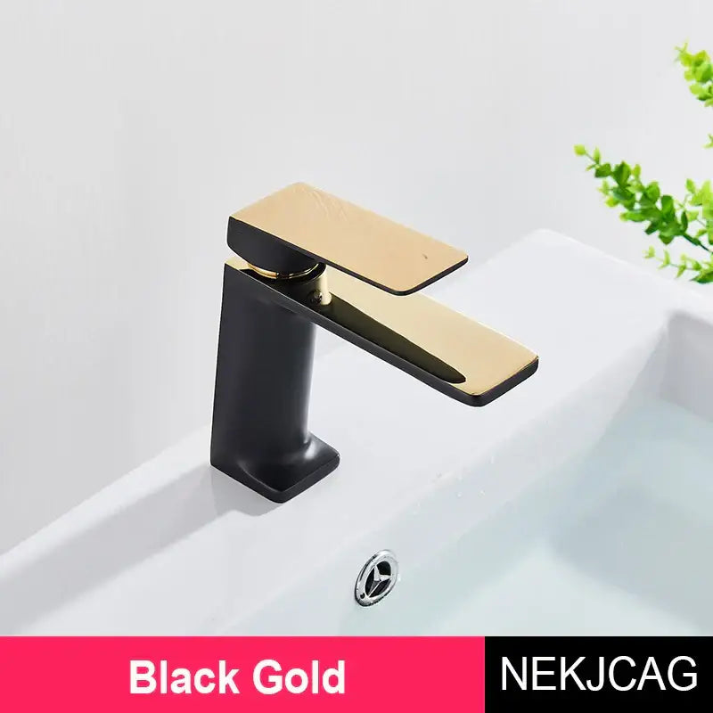 Modern black & gold basin faucet bathroom sink tap