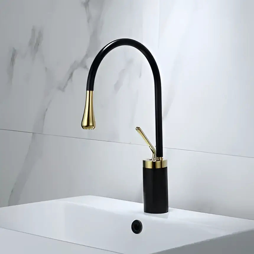Modern black & gold basin faucet kitchen sink water crane