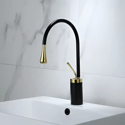 Modern black & gold basin faucet kitchen sink water crane