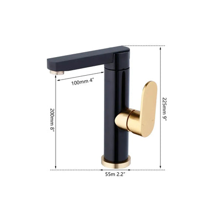 Modern black & gold bathroom faucet with oval handle basin mixer tap