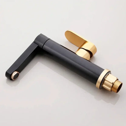 Modern black & gold bathroom faucet with oval handle basin mixer tap