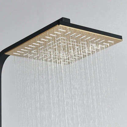 Modern black & gold shower faucet set bathroom rainhead system