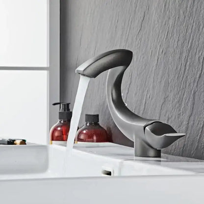 Modern sleek black & gold brass bathroom faucet sink mixer tap