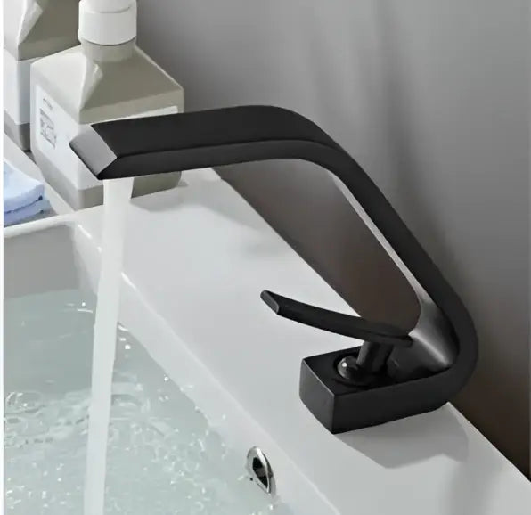 Modern sleek black & gold brass bathroom faucet sink mixer tap