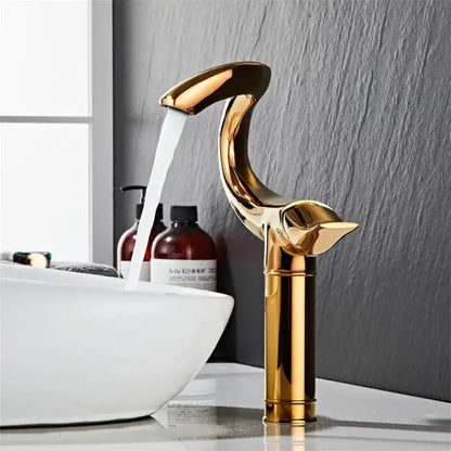 Modern sleek black & gold brass bathroom faucet sink mixer tap