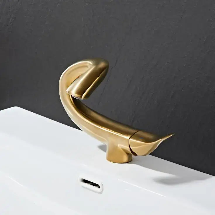 Modern sleek black & gold brass bathroom faucet sink mixer tap