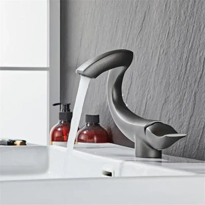 Modern sleek black & gold brass bathroom faucet sink mixer tap
