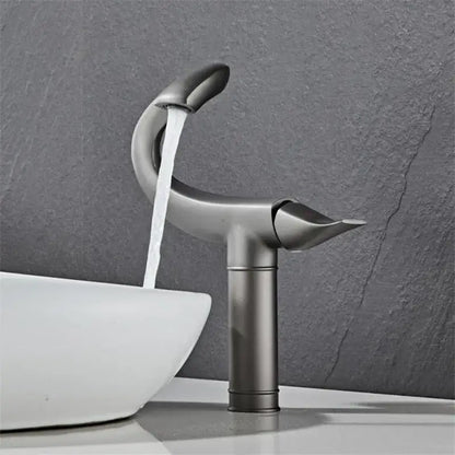 Modern sleek black & gold brass bathroom faucet sink mixer tap