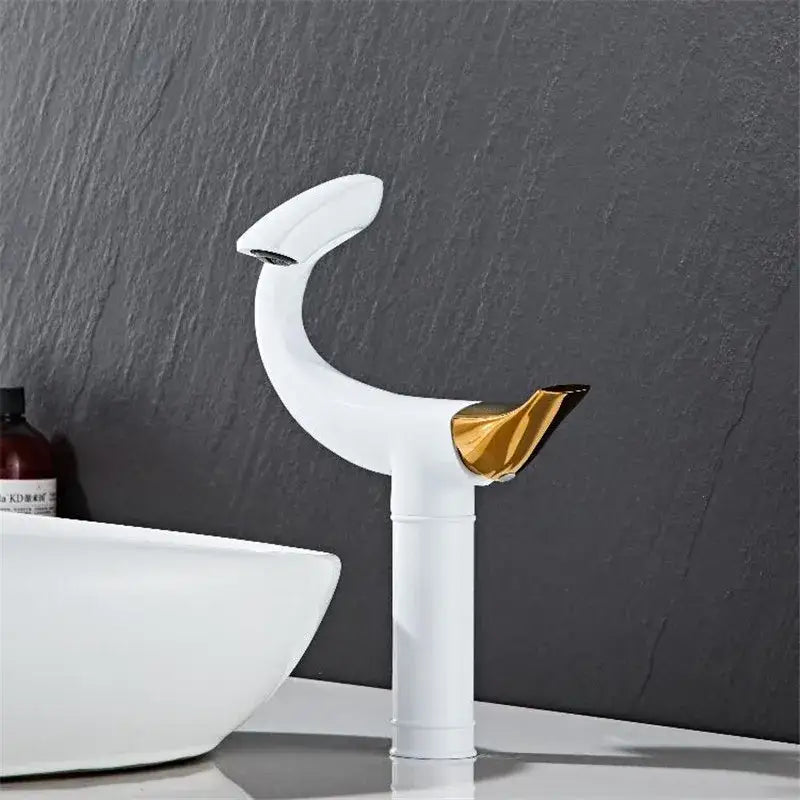 Modern sleek black & gold brass bathroom faucet sink mixer tap