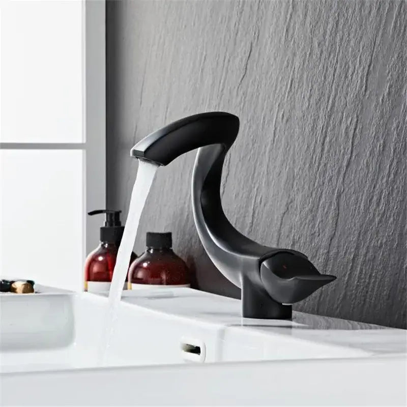 Modern sleek black & gold brass bathroom faucet sink mixer tap