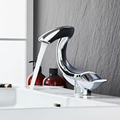 Modern sleek black & gold brass bathroom faucet sink mixer tap