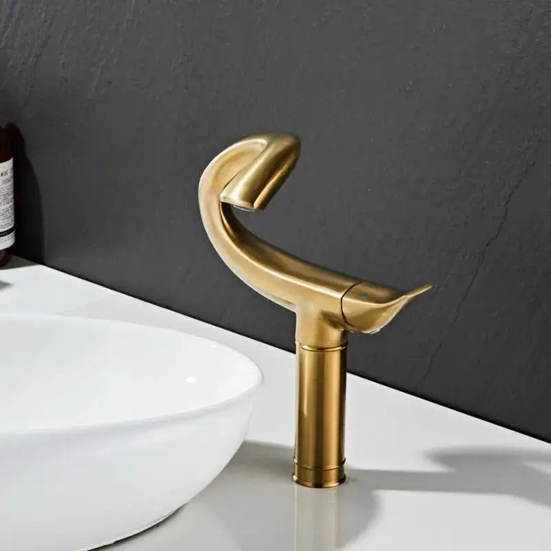 Modern sleek black & gold brass bathroom faucet sink mixer tap