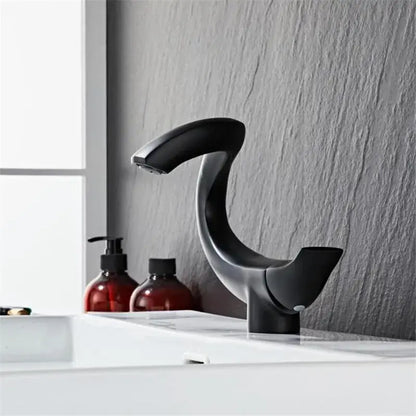 Modern sleek black & gold brass bathroom faucet sink mixer tap