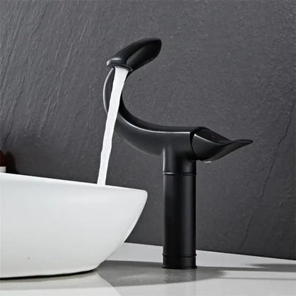 Modern sleek black & gold brass bathroom faucet sink mixer tap