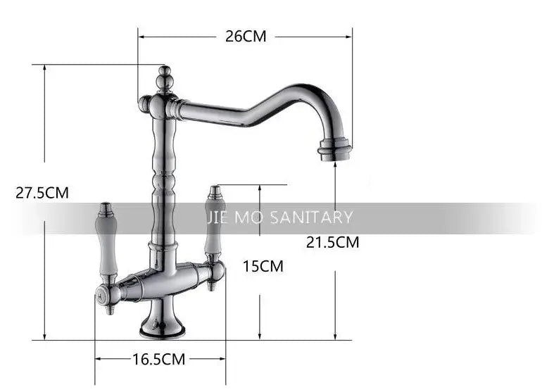 Vintage black & gold kitchen sink faucet with ceramic handles