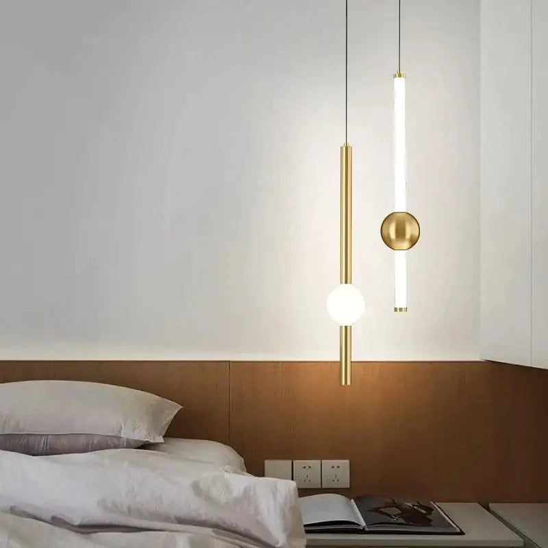 Modern black gold ceiling pendant for bedroom led light