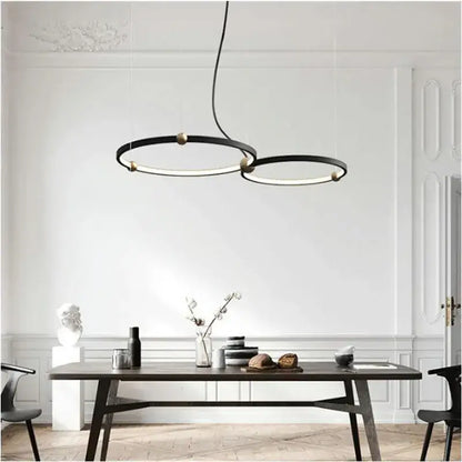 Modern black & gold chandelier living room led circle pendant light