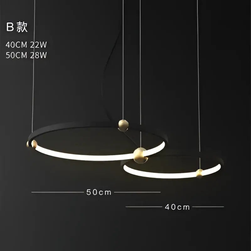 Modern black & gold chandelier living room led circle pendant light