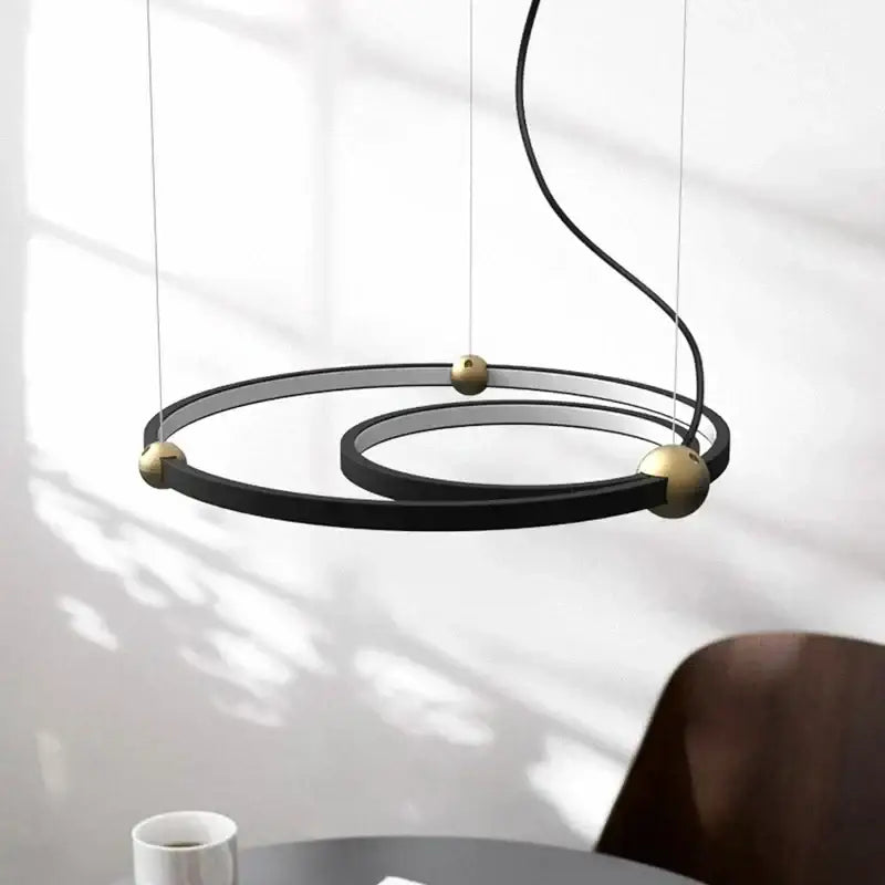 Modern black & gold chandelier living room led circle pendant light