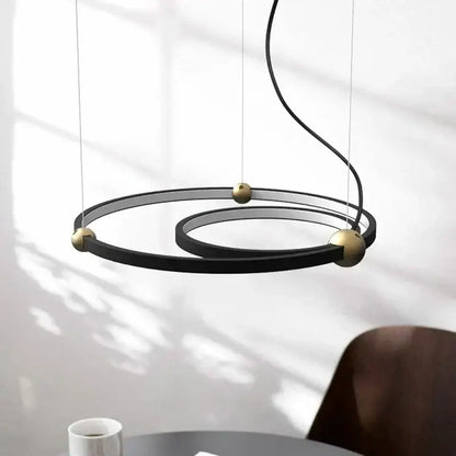 Modern black & gold chandelier living room led circle pendant light