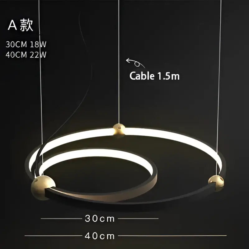 Modern black & gold chandelier living room led circle pendant light