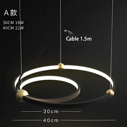 Modern black & gold chandelier living room led circle pendant light