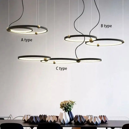 Modern black & gold chandelier living room led circle pendant light