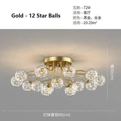 black gold chandelier clear star glass dining room light
