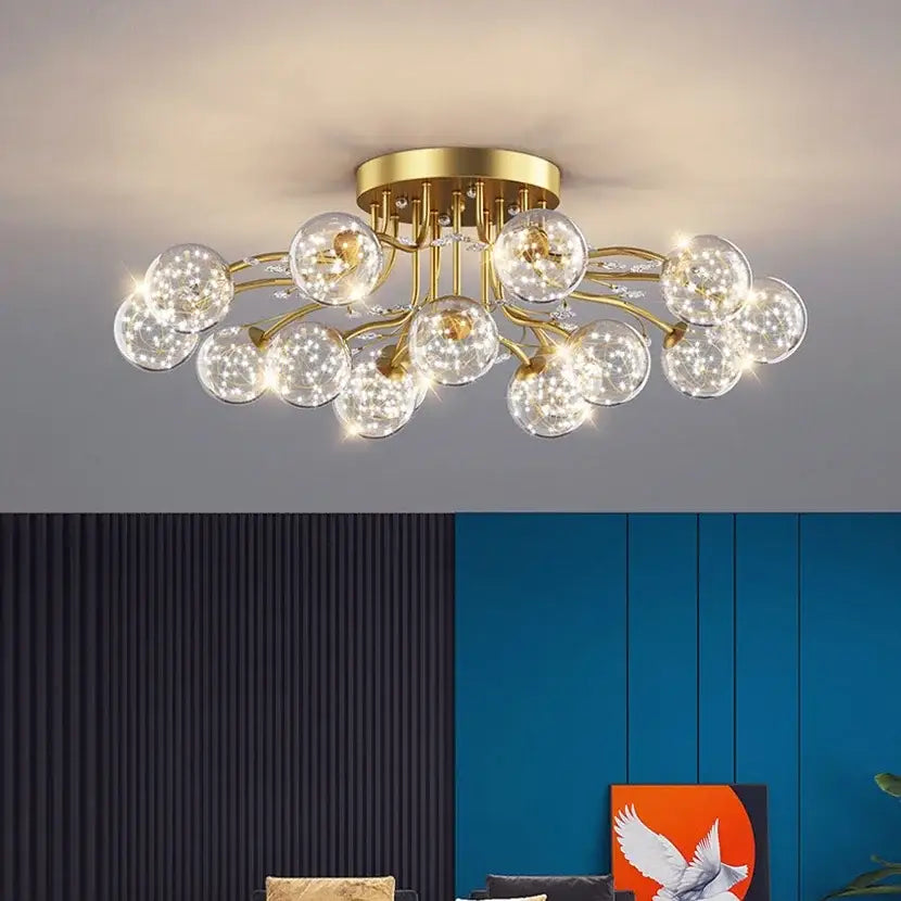 black gold chandelier clear star glass dining room light