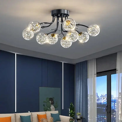 black gold chandelier clear star glass dining room light