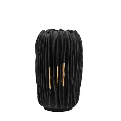 Abstract black & gold crease texture resin vase living room decor