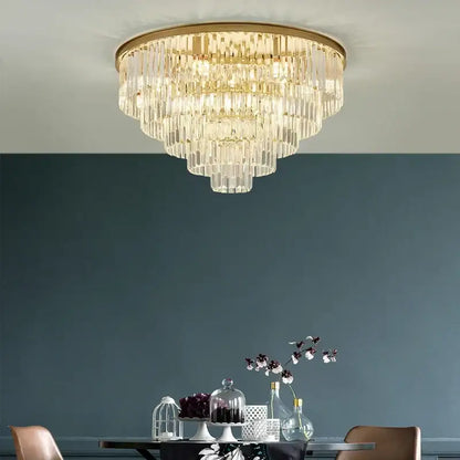 Modern black gold crystal ceiling chandelier for living room