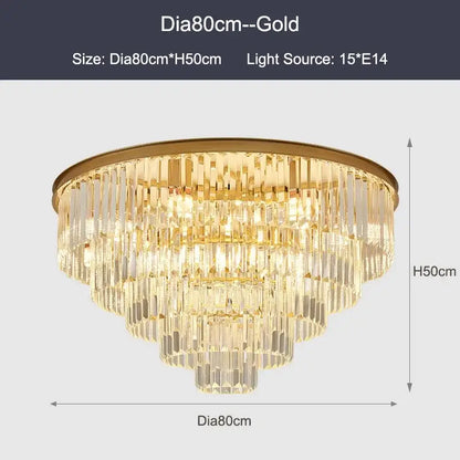 Modern black gold crystal ceiling chandelier for living room