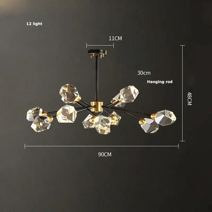 Luxury black & gold crystal chandelier for dining room