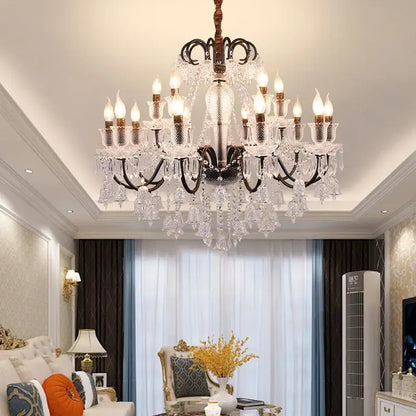 Ornate black & gold crystal chandelier living room pendant light