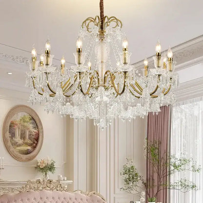 Ornate black & gold crystal chandelier living room pendant light