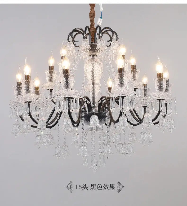 Ornate black & gold crystal chandelier living room pendant light