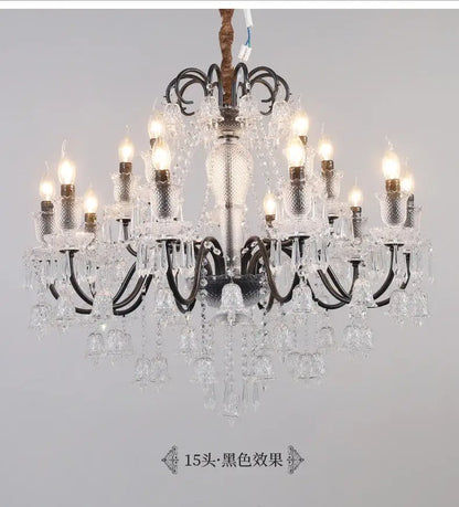 Ornate black & gold crystal chandelier living room pendant light