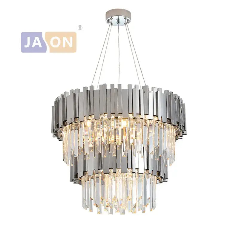 Modern black & gold crystal oval led chandelier dining room light