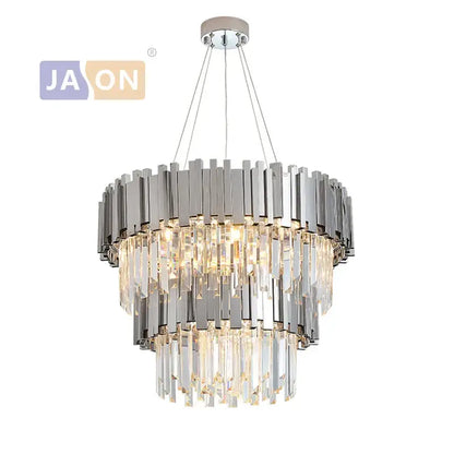 Modern black & gold crystal oval led chandelier dining room light