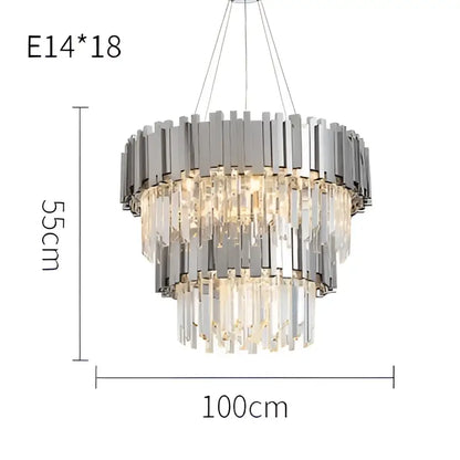 Modern black & gold crystal oval led chandelier dining room light