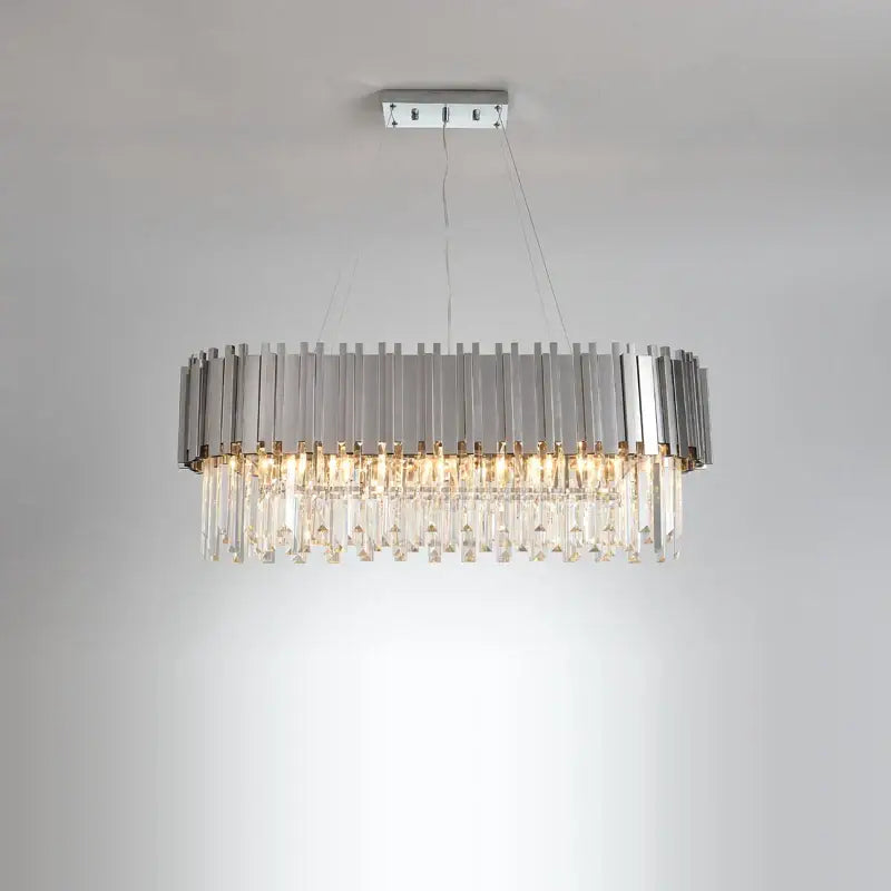 Modern black & gold crystal oval led chandelier dining room light