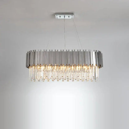 Modern black & gold crystal oval led chandelier dining room light