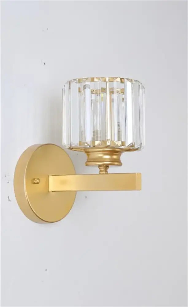 Modern black & gold crystal wall sconce for bedroom lighting