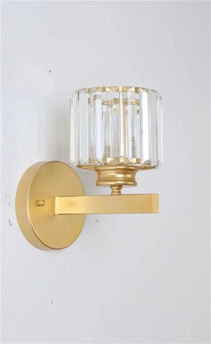 Modern black & gold crystal wall sconce for bedroom lighting